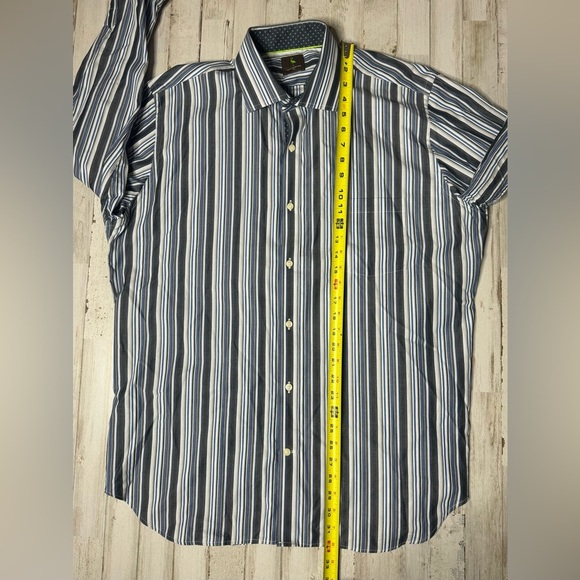 Tailorbyrd Mens Dress Shirt XL Flip Cuff Long Sleeve Black/white Button Up - Picture 7 of 14